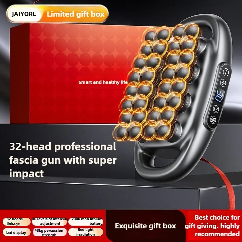 Professional High-Quality 32-Head Deep Tissue Massage Gun | Wireless High-Frequency Vibration with Red Light Therapy for Deep Muscle Relief | Red Light for Full Body Relaxation