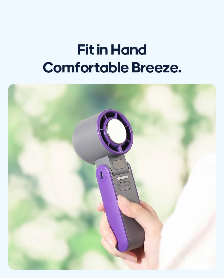 High-Speed 3600mAh Rechargeable Handheld Fan | 100-Level Precise Speed Control, Foldable Turbo Fan for Portable Outdoor Cooling