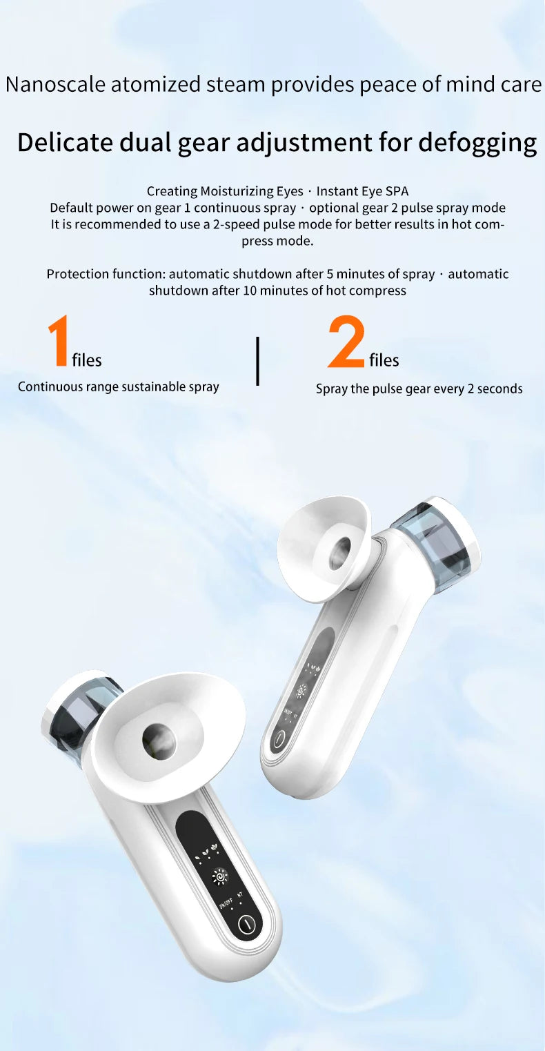 Electric Nano Steam Eye Massager | Hot Compress & Moisturising Spray for Eye Fatigue Relief