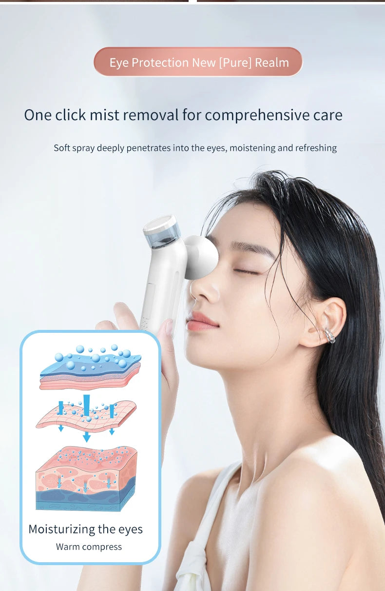Electric Nano Steam Eye Massager | Hot Compress & Moisturising Spray for Eye Fatigue Relief