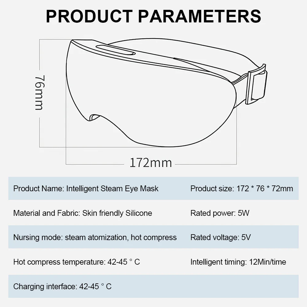 3D Electric Steam Eye Massager | Smart Heat Hot Compress & Nano Steam for Eye Care