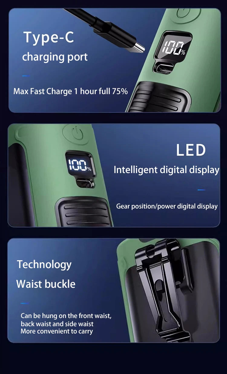 Multi-Functional 20000mAh  Portable Waist & Neck Fan with Power Bank & LED Light | High-Powered Outdoor Personal Cooler