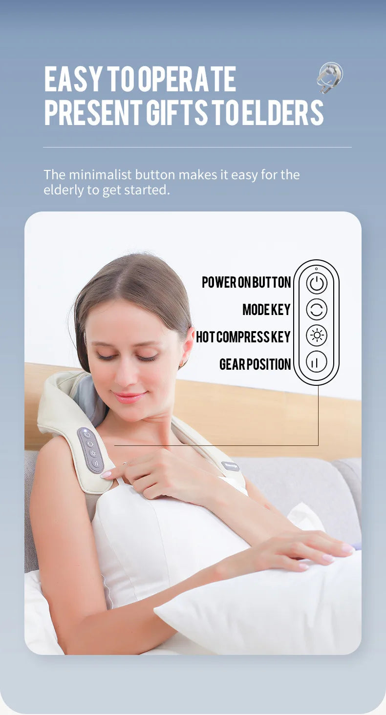 Targeted Relief 26W Brushless Motor Wireless Neck & Shoulder Kneading Massager | Portable Back Massage Shawl