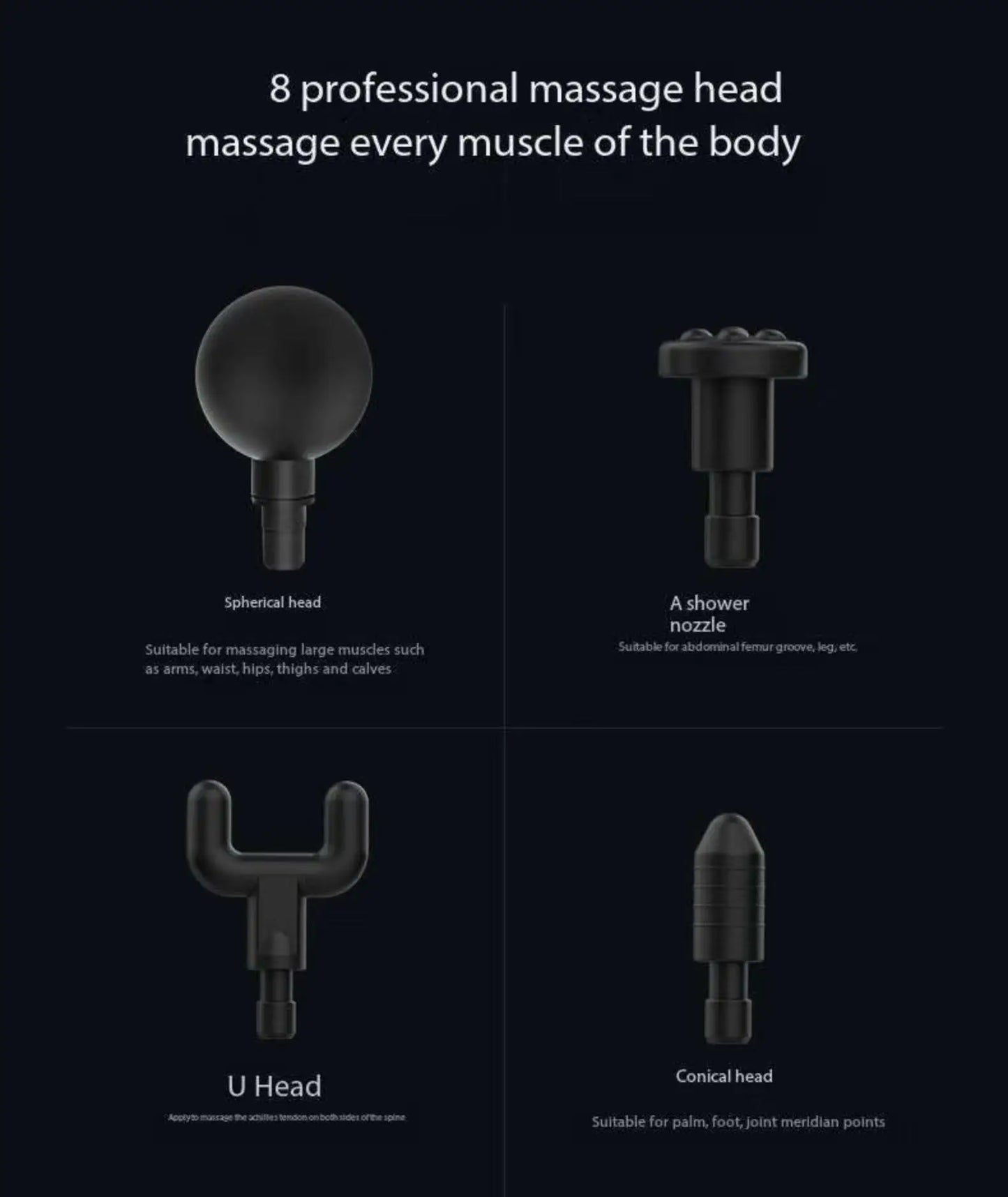 Lenovo Deep Tissue Smart Percussion Massage Gun | Muscle Soreness Relief & Fitness Recovery (LED Touch, 8 Heads)