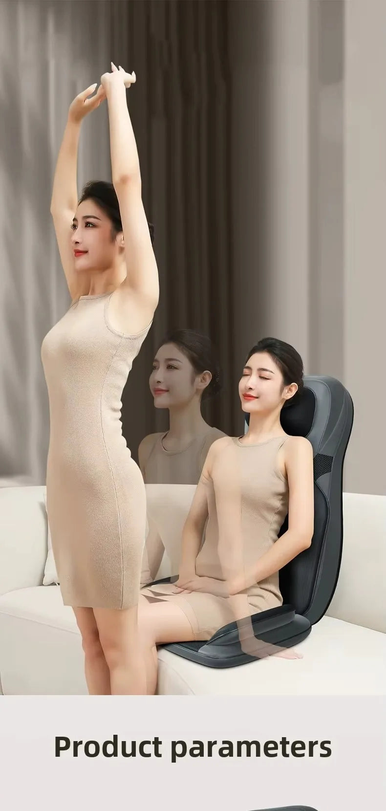 5 in 1 Folding Chair Type Massager Massage Chair Power Full Body Massager Neck Shoulder Rolling Pad Waist Back Cervical Spine Cu