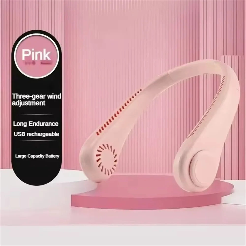 High-Capacity 1200mAh Bladeless Neck Fan | Portable 3-Speed Rechargeable Personal Air Circulator, for Sports, Travel, Outdoor & Office Use