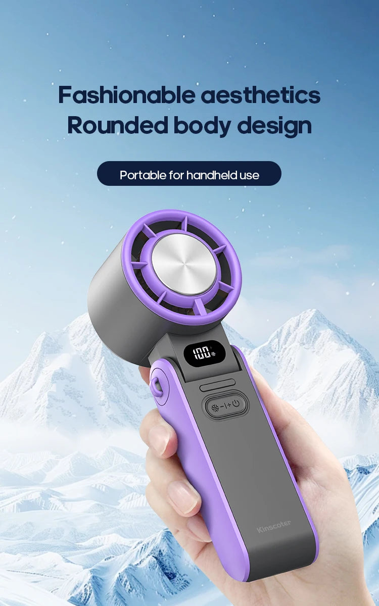 3600mAh Rechargeable Handheld Fan | Precision 100-Speed Adjustable, Foldable Turbo Fan with Lanyard for Portable Cooling for Outdoor & Desk