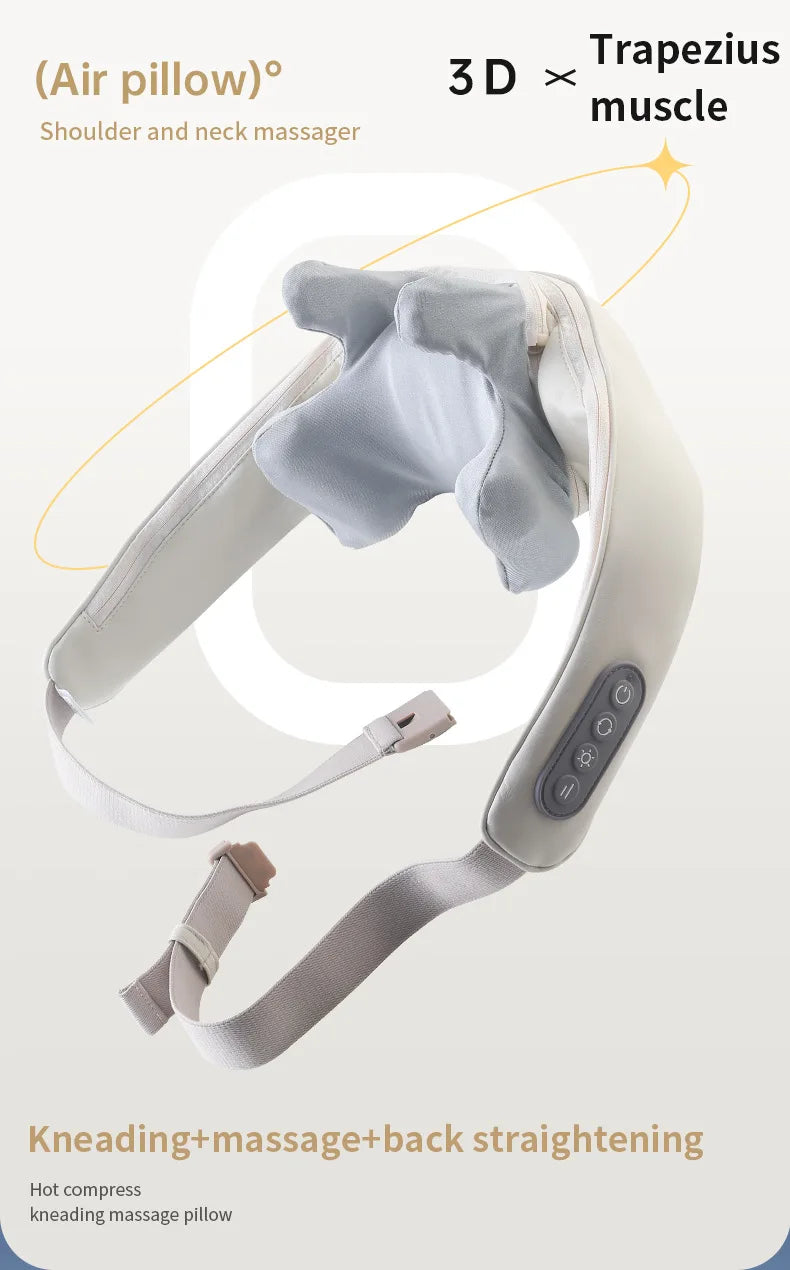 Targeted Relief 26W Brushless Motor Wireless Neck & Shoulder Kneading Massager | Portable Back Massage Shawl