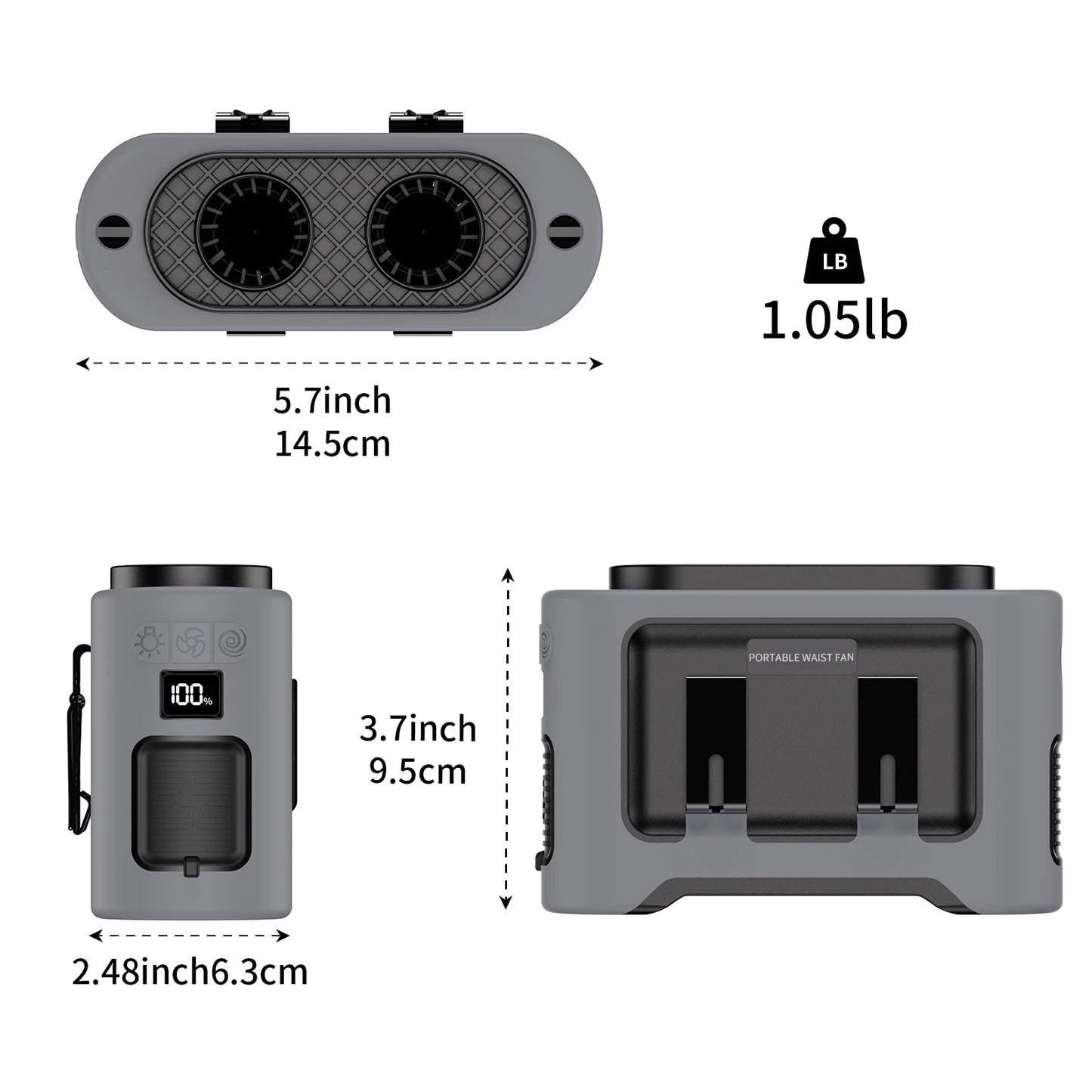 14500mAh Portable Waist & Neck Fan | Dual Air Vents, Strong Airflow for Outdoor, Sports & Travel