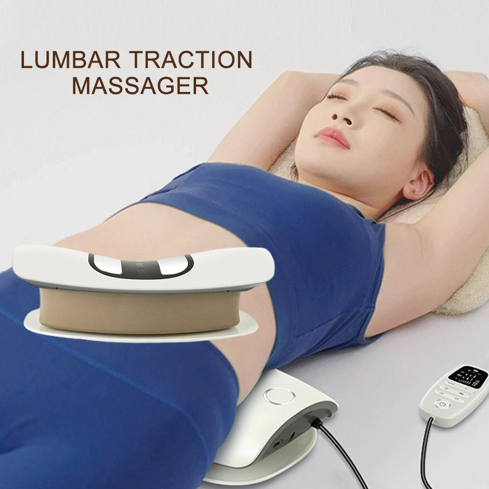 Premium Adjustable Electric Lumbar Massager | Vibration Therapy & Spinal Traction Device for Waist & Back Support | Device for Core, Waist Pain Relief & Spine Health