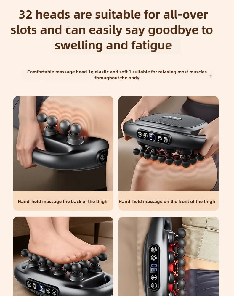 Professional High-Quality 32-Head Deep Tissue Massage Gun | Wireless High-Frequency Vibration with Red Light Therapy for Deep Muscle Relief | Red Light for Full Body Relaxation