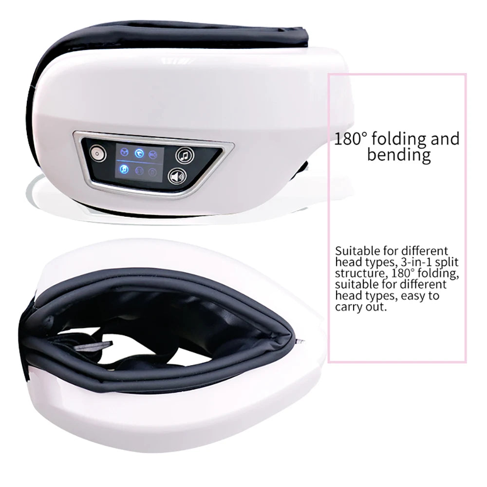 Luxurious 6D Smart Eye Massager with Air Compression & Bluetooth Music | Vibration Therapy for Eye Care