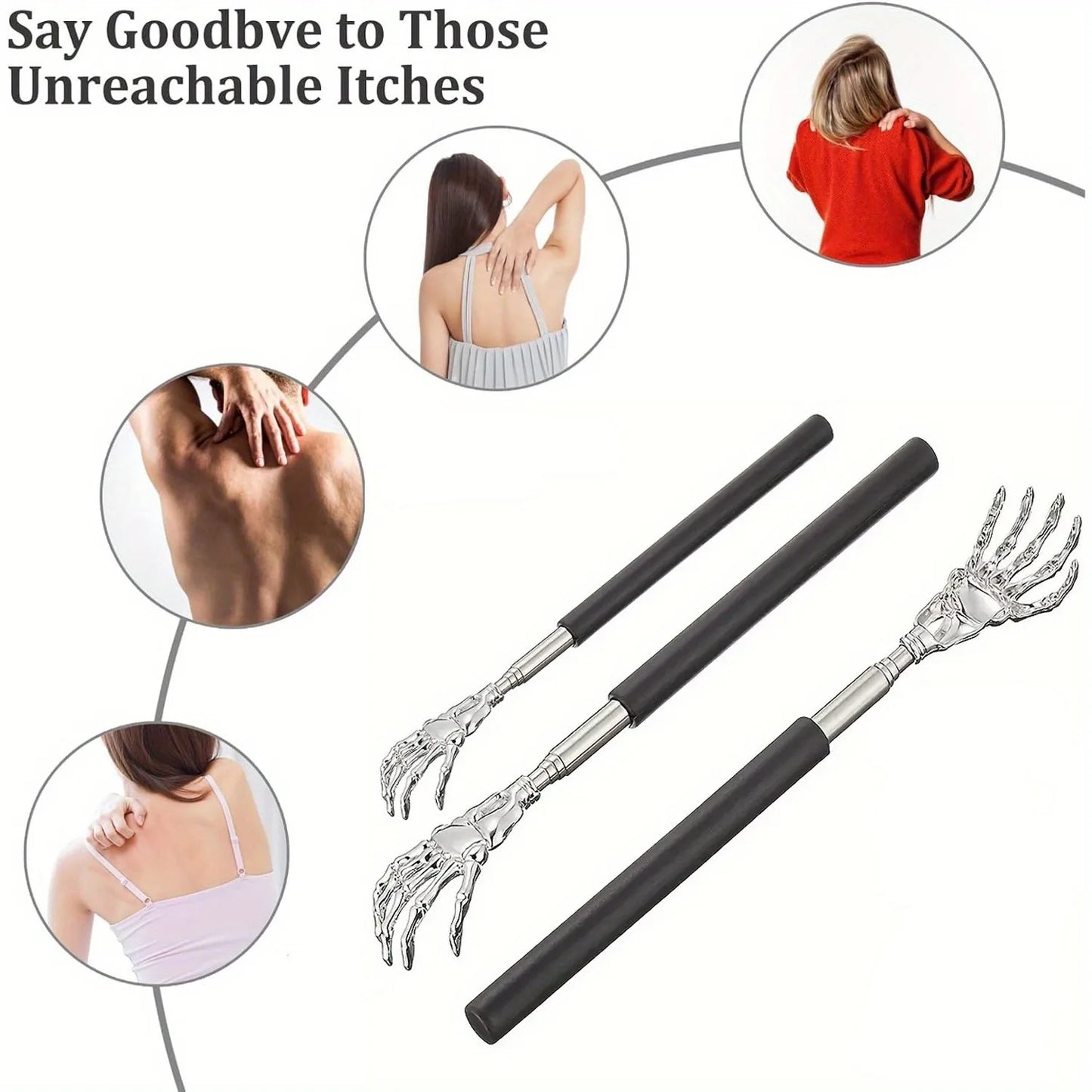 Portable Extendable Back Scratcher | Stainless Steel Telescoping Massager for Humans & Pets