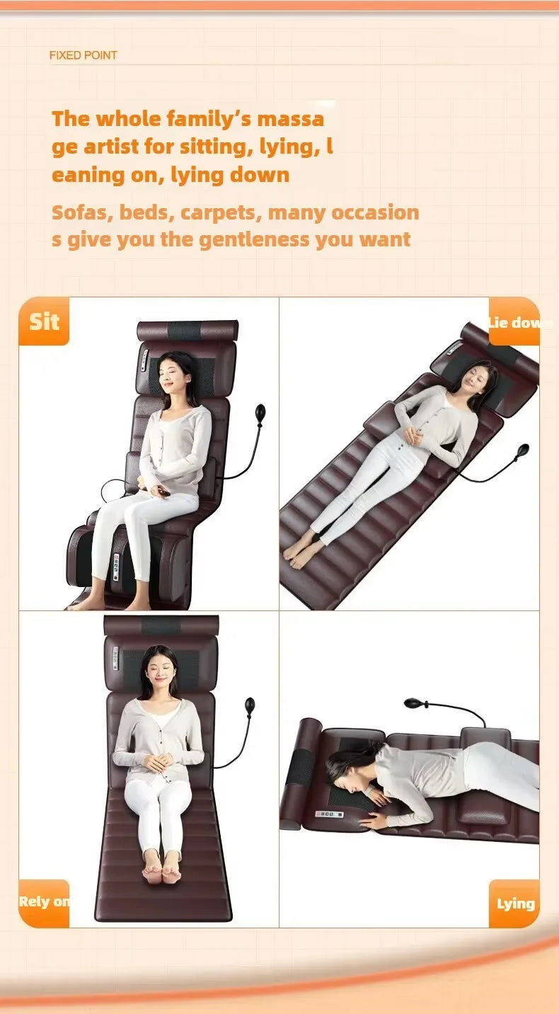 Electric Heated Full Body Massage Mat with Heat | Multi-Zone Kneading, Vibration & Air Compression (Hand Control)