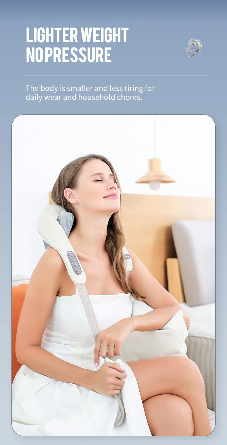Targeted Relief 26W Brushless Motor Wireless Neck & Shoulder Kneading Massager | Portable Back Massage Shawl