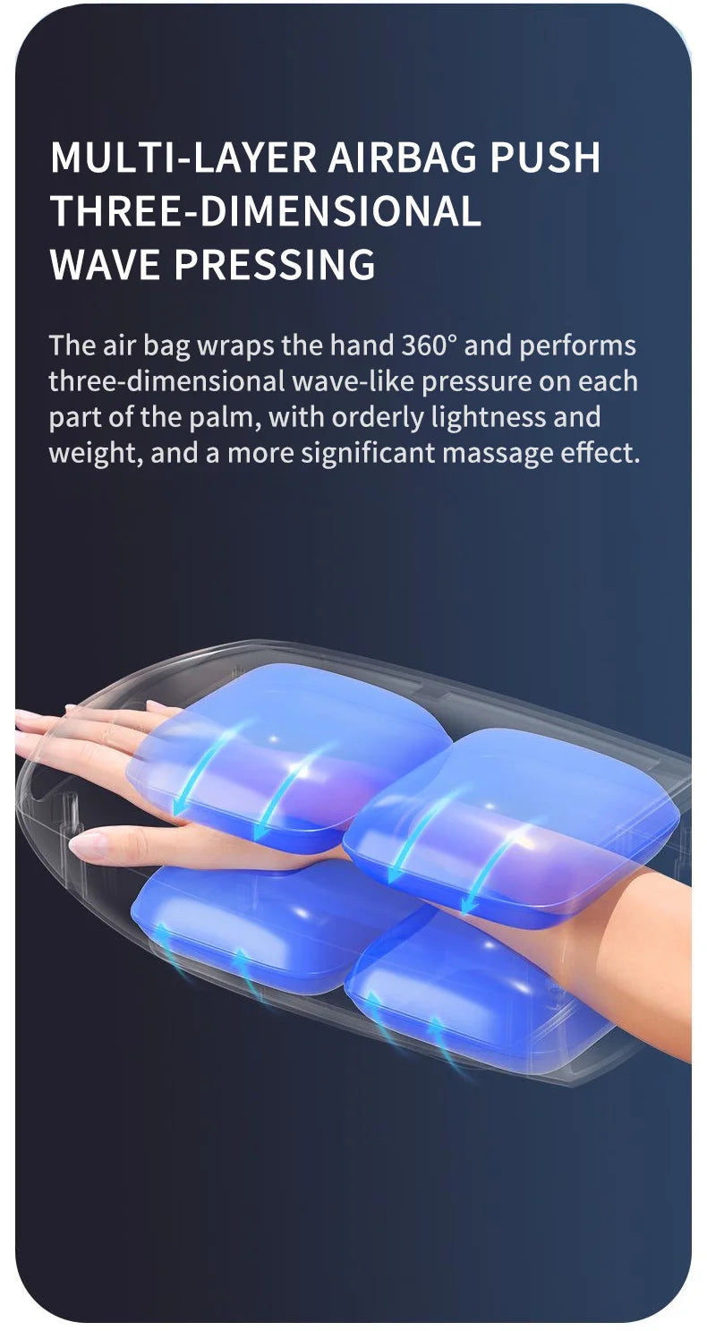 Smart Premium Cordless Electric Hand Massager | Airbag Compression, Warm Heat & Vibration for Finger & Palm Relief [Touchscreen]