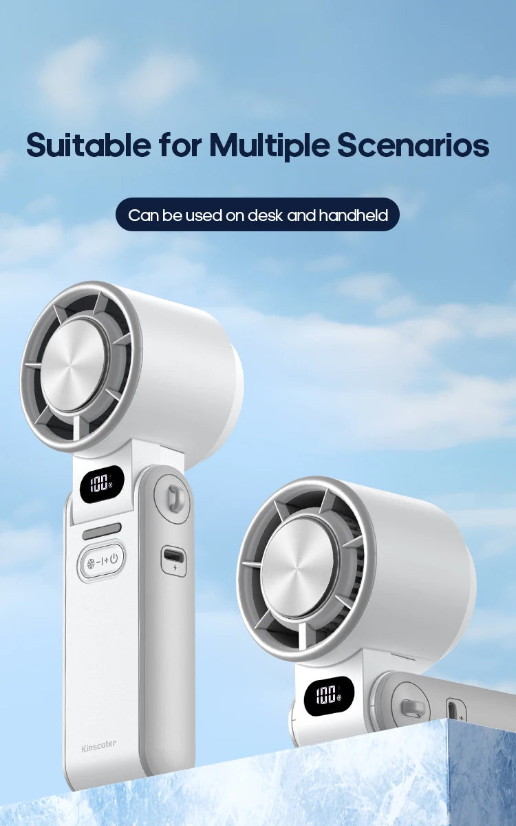 High-Speed 3600mAh Rechargeable Handheld Fan | 100-Level Precise Speed Control, Foldable Turbo Fan for Portable Outdoor Cooling