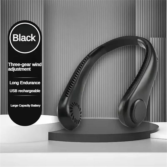 High-Capacity 1200mAh Bladeless Neck Fan | Portable 3-Speed Rechargeable Personal Air Circulator, for Sports, Travel, Outdoor & Office Use