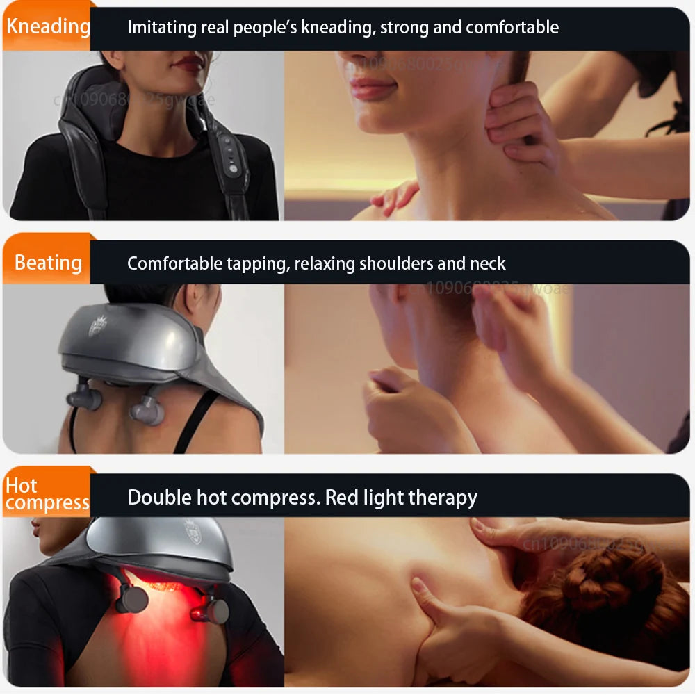 Deep Tissue Premium Shiatsu Neck & Shoulder Massager with Heat | Kneading, Stress & Discomfort Relief & Beating for Pain Relief