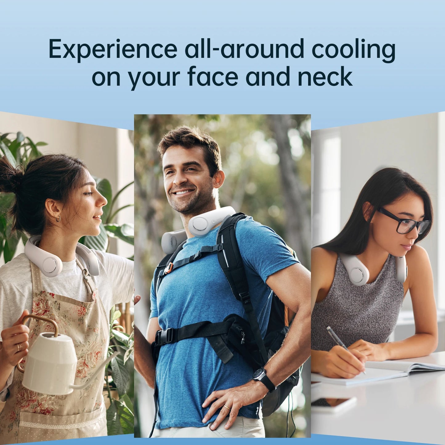 5000mAh High-Capacity Portable Neck Fan | Ergonomic Hands-Free Design, 5-Speed Free Wearable Personal Cooler