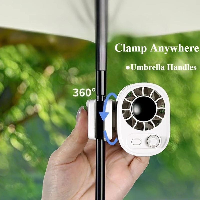 Hipacool Portable Car Clip Fan 360° Rotatable 100 Speed Wind 12V USB Rechargeable Electric Fan Low Noise Mini Fan Clamp Anywhere