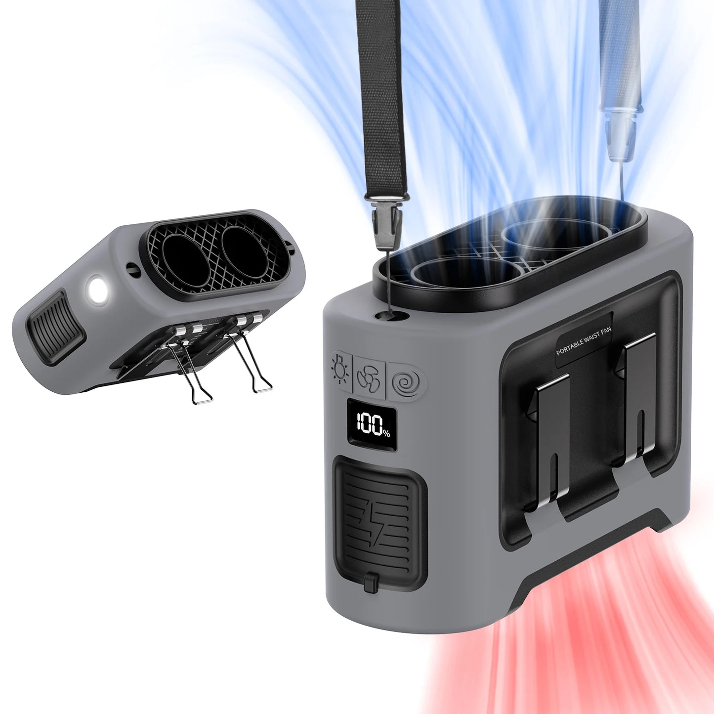 14500mAh Portable Waist & Neck Fan | Dual Air Vents, Strong Airflow for Outdoor, Sports & Travel