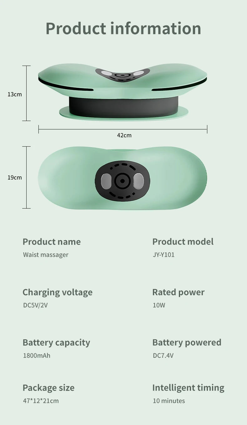 Premium Waist Massager with Heat & Dynamic Stretching | Low-Frequency Vibration & Multi-Axis Motion for Spinal Support | Airbag Traction for Core Relief