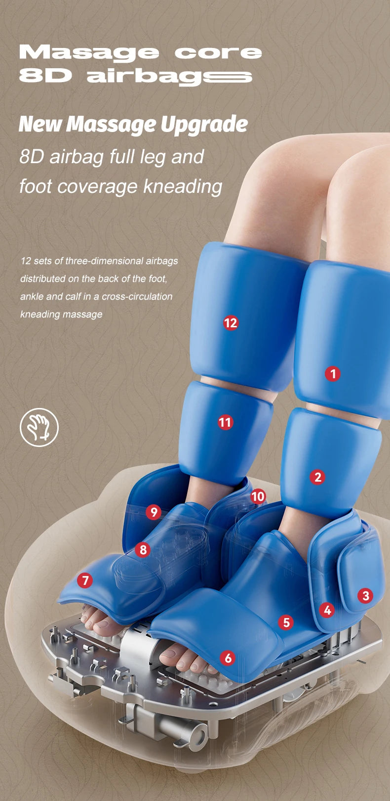 Advanced Multi-Function Electric 8D Foot & Calf Massager | Multi-Functional Kneading, Heating, Rolling & Airbag Compression