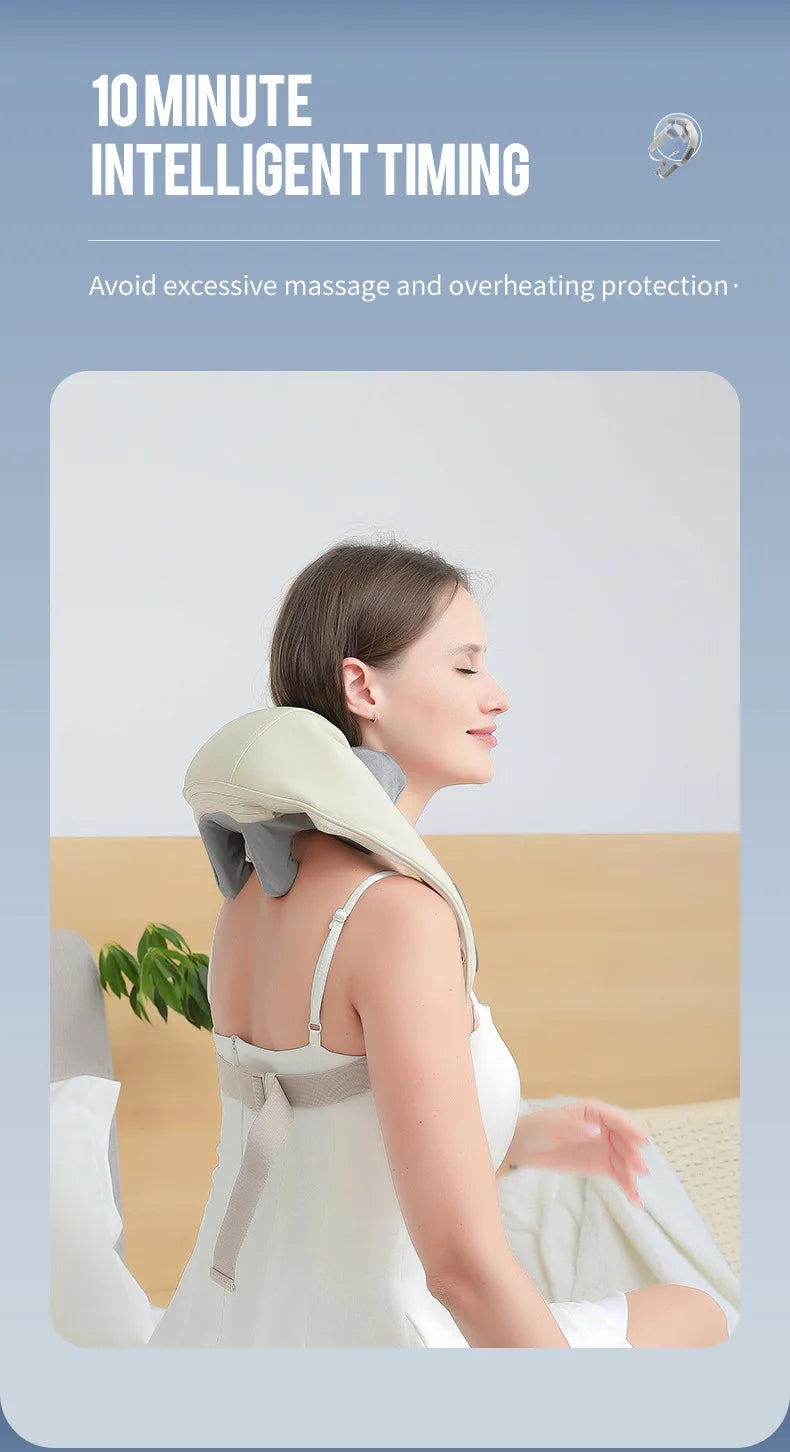 Targeted Relief 26W Brushless Motor Wireless Neck & Shoulder Kneading Massager | Portable Back Massage Shawl