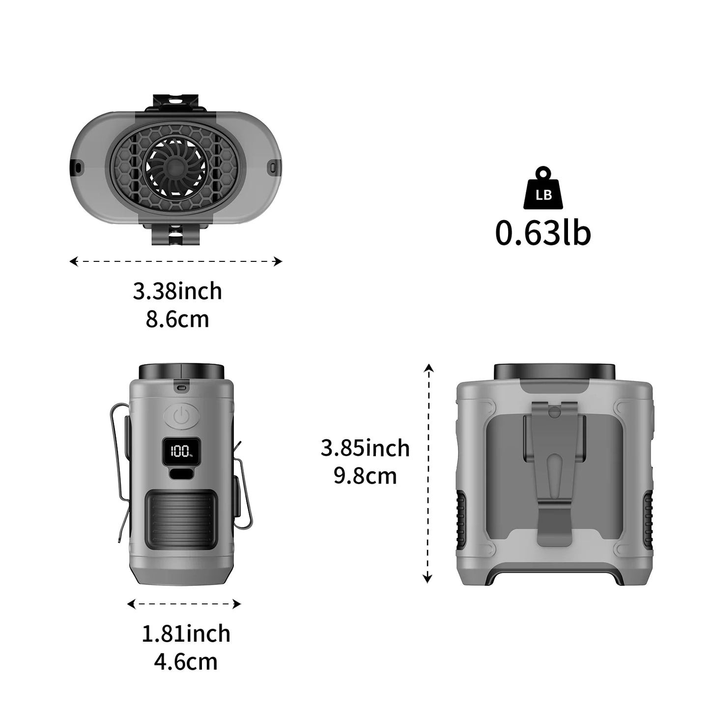 Multi-Functional 20000mAh  Portable Waist & Neck Fan with Power Bank & LED Light | High-Powered Outdoor Personal Cooler
