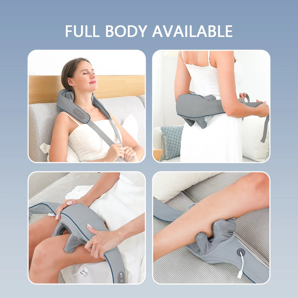 Targeted Relief 26W Brushless Motor Wireless Neck & Shoulder Kneading Massager | Portable Back Massage Shawl