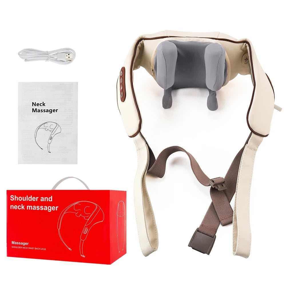 Targeted Relief 26W Brushless Motor Wireless Neck & Shoulder Kneading Massager | Portable Back Massage Shawl