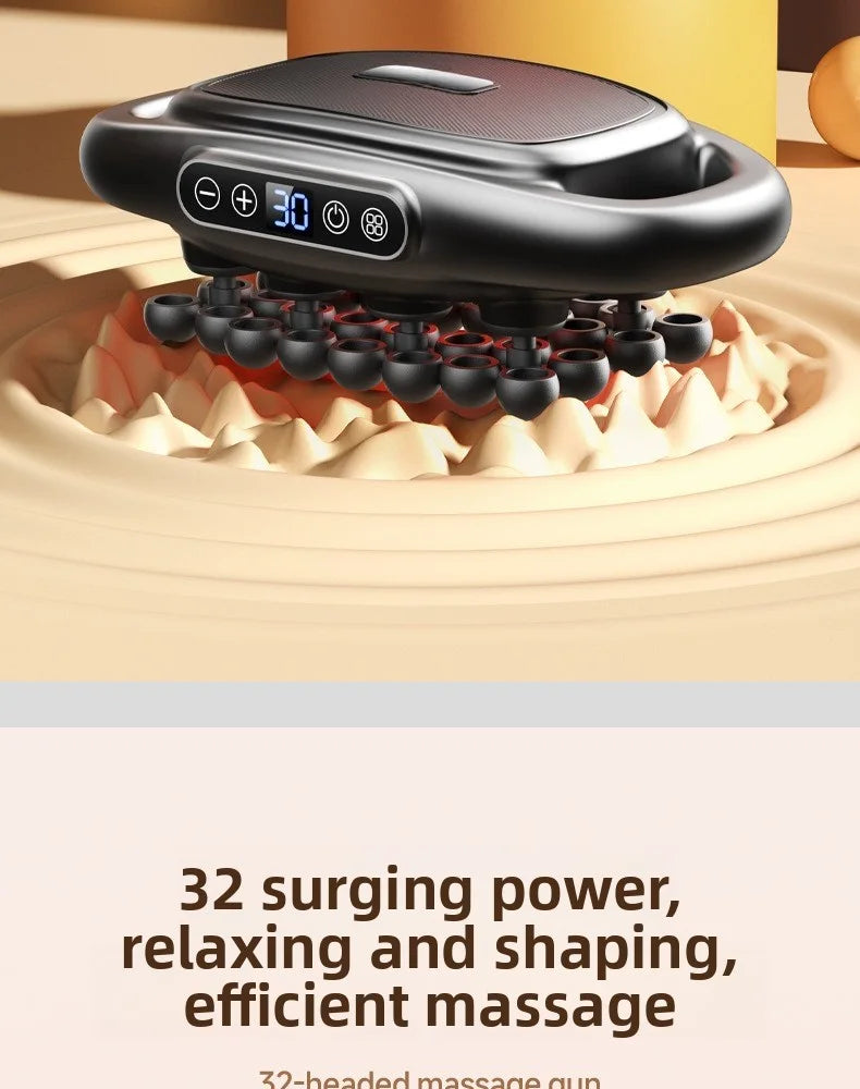 Professional High-Quality 32-Head Deep Tissue Massage Gun | Wireless High-Frequency Vibration with Red Light Therapy for Deep Muscle Relief | Red Light for Full Body Relaxation