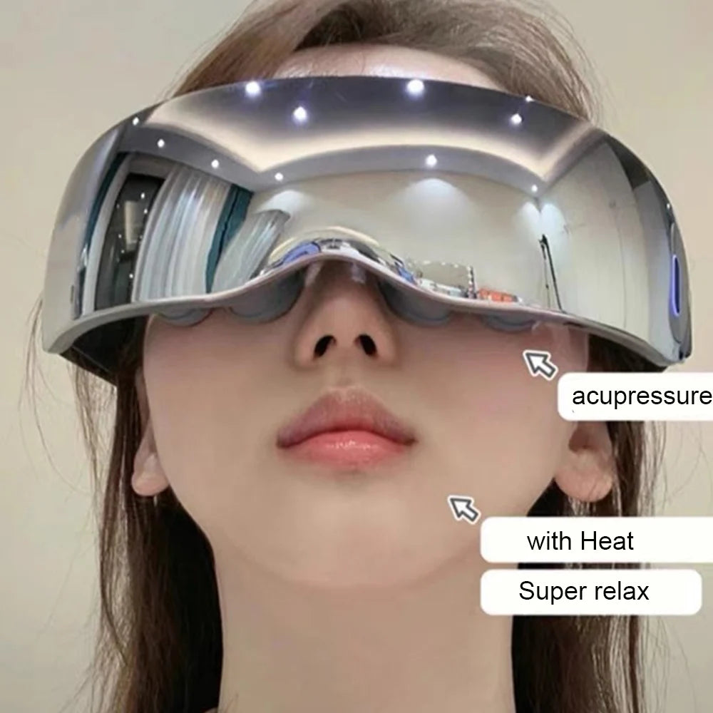 Advanced Electric Heated Eye Massager with 12 Acupressure Heads | Vibration Therapy for Deep Relaxation & Eye Fatigue Relief