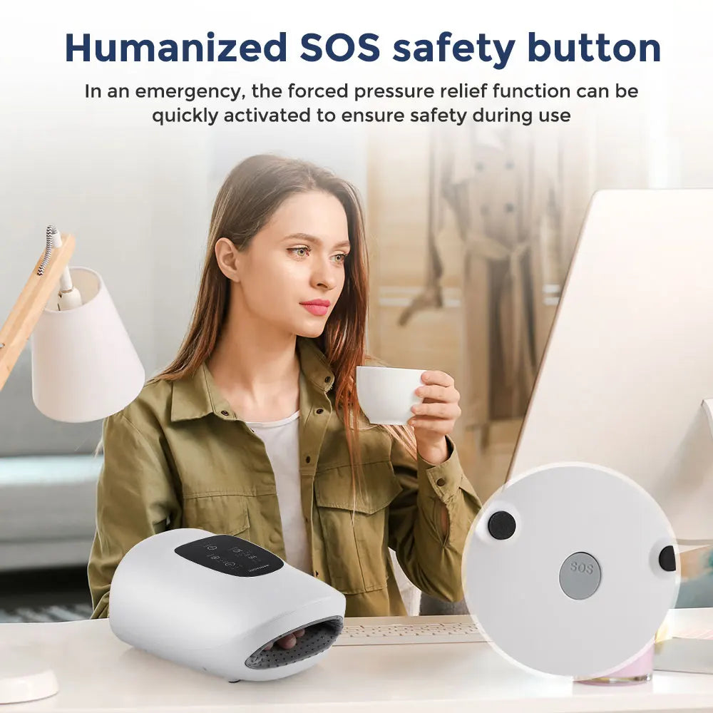 Smart Heated Wireless Electric Hand Massager | Air Compression & Hot Compress for Arthritis, Numbness & Muscle Relief