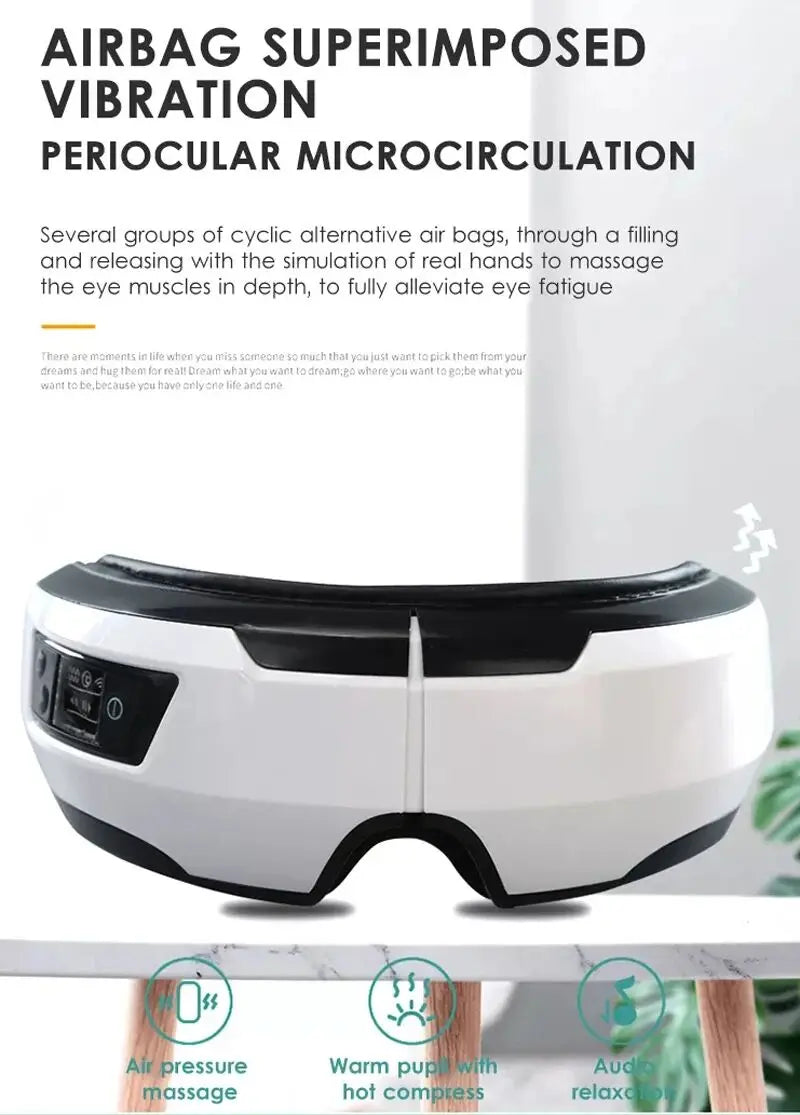 Premium 4D Electric Smart Eye Massager | Air Pressure, Vibration, Heat & Bluetooth Music for Tired Eyes & Dark Circles