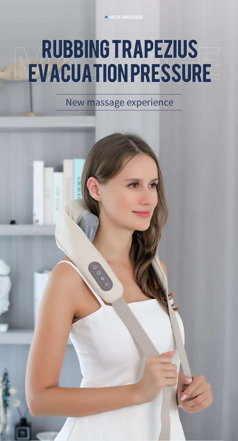 Targeted Relief 26W Brushless Motor Wireless Neck & Shoulder Kneading Massager | Portable Back Massage Shawl