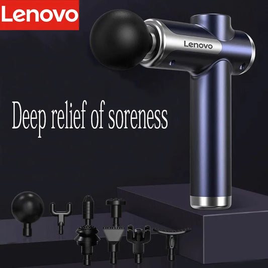 Lenovo Deep Tissue Smart Percussion Massage Gun | Muscle Soreness Relief & Fitness Recovery (LED Touch, 8 Heads)