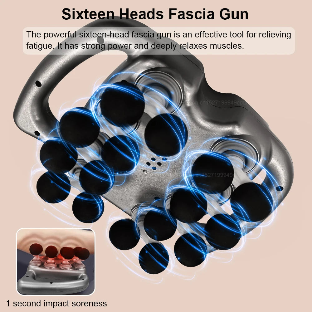 Professional 16-Head High-Frequency Percussion Massage Gun | Deep Tissue Muscle Massager for Full Body Relaxation | High-Frequency Vibration Massager for Neck, Shoulder & Waist