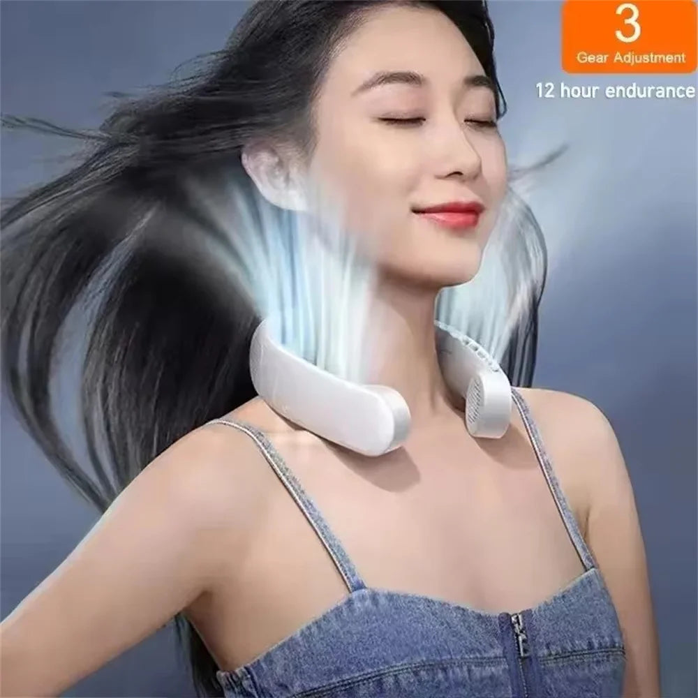 High-Capacity 1200mAh Bladeless Neck Fan | Portable 3-Speed Rechargeable Personal Air Circulator, for Sports, Travel, Outdoor & Office Use