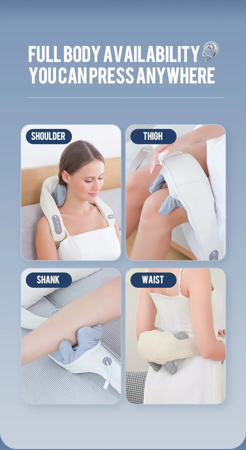 Targeted Relief 26W Brushless Motor Wireless Neck & Shoulder Kneading Massager | Portable Back Massage Shawl