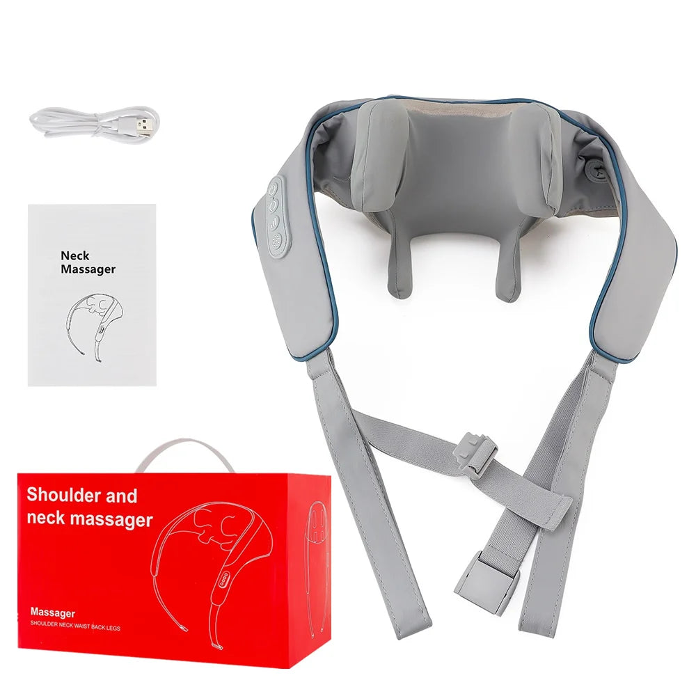 Targeted Relief 26W Brushless Motor Wireless Neck & Shoulder Kneading Massager | Portable Back Massage Shawl