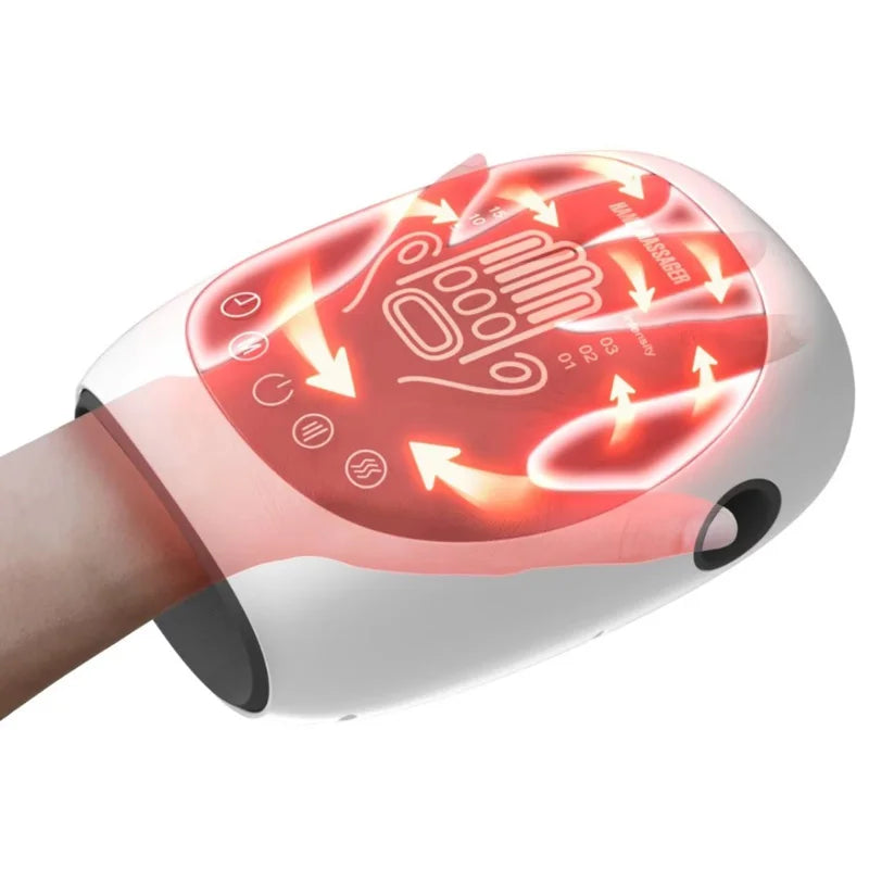 Portable Cordless Electric Hand Massager with Heat Compression | Point Therapy for Carpal Tunnel & Pain Relief