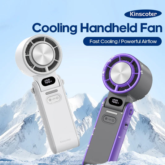 High-Speed 3600mAh Rechargeable Handheld Fan | 100-Level Precise Speed Control, Foldable Turbo Fan for Portable Outdoor Cooling