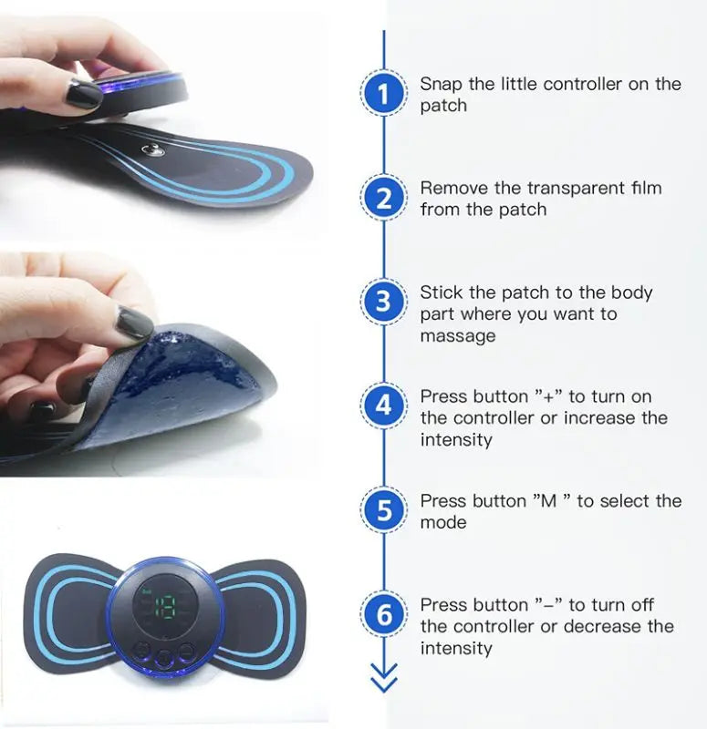 Discreet Relief: Intelligent Mini Neck & Shoulder Massage Patch | Portable, USB Rechargeable with Multi-Level Intensity Adjustment