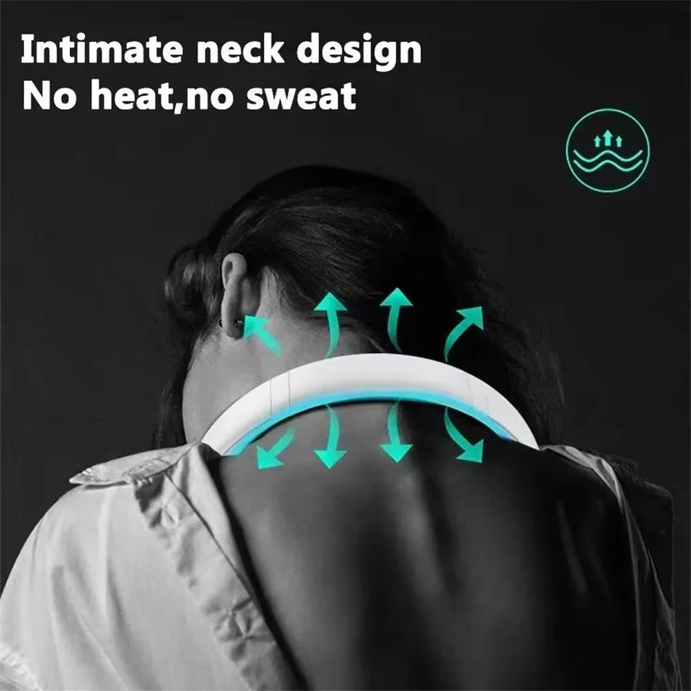 High-Capacity 1200mAh Bladeless Neck Fan | Portable 3-Speed Rechargeable Personal Air Circulator, for Sports, Travel, Outdoor & Office Use