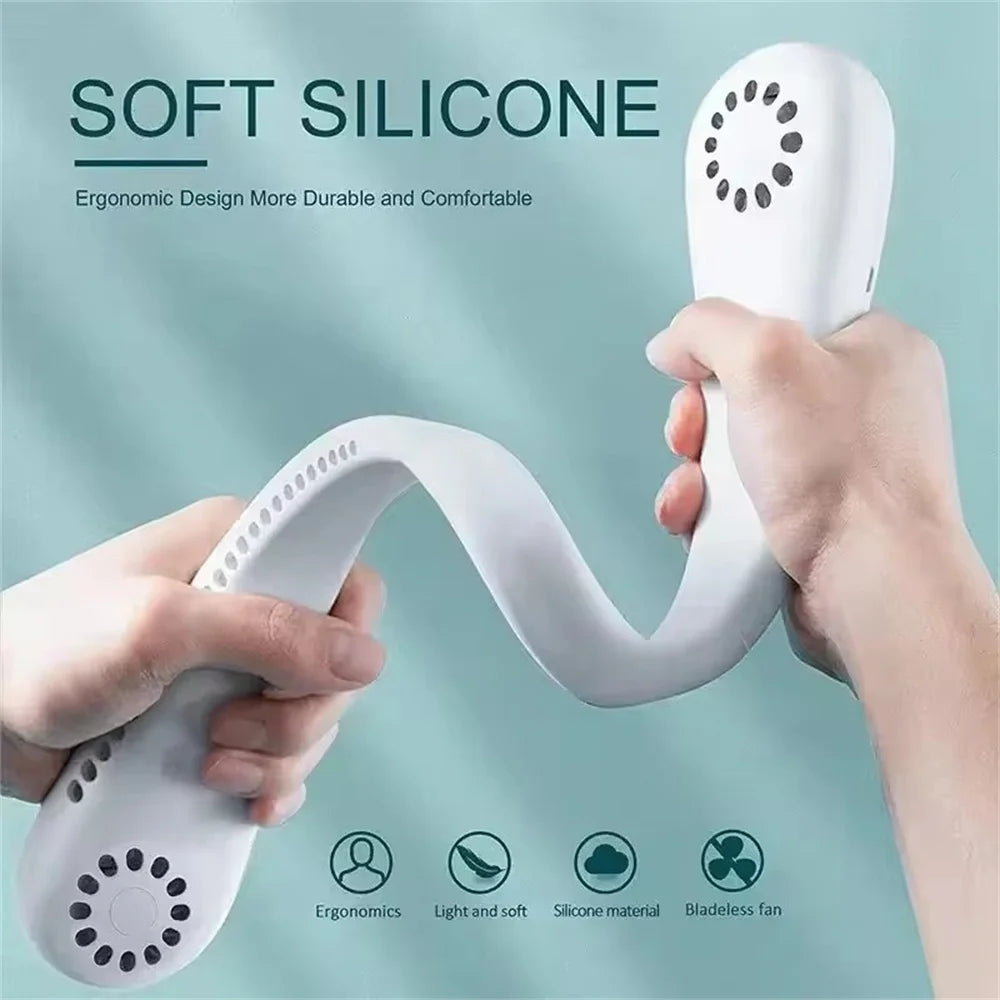 High-Capacity 1200mAh Bladeless Neck Fan | Portable 3-Speed Rechargeable Personal Air Circulator, for Sports, Travel, Outdoor & Office Use