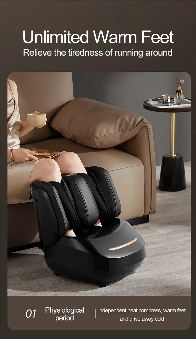 Premium Spa-Quality Electric Foot & Leg Massager with Air Compression, Heat & Vibration | Deep Kneading & Full Wrap Relief