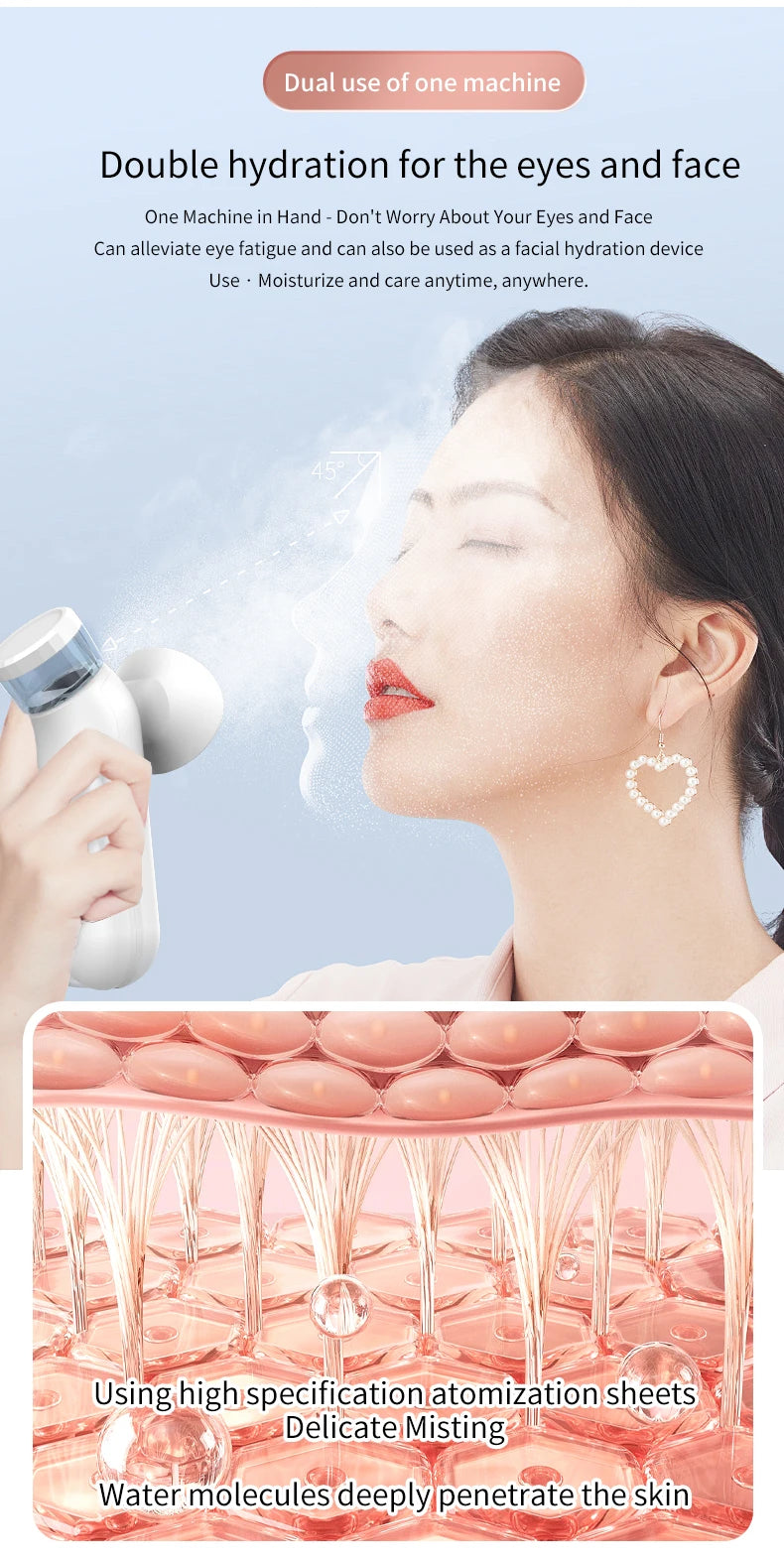 Electric Nano Steam Eye Massager | Hot Compress & Moisturising Spray for Eye Fatigue Relief