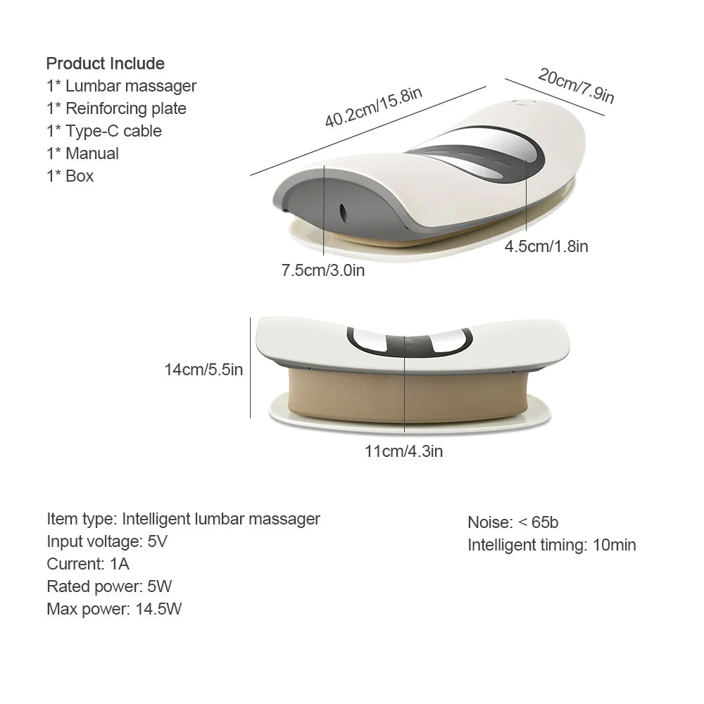 Premium Adjustable Electric Lumbar Massager | Vibration Therapy & Spinal Traction Device for Waist & Back Support | Device for Core, Waist Pain Relief & Spine Health
